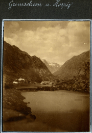 Grimselsee und Hospiz in den Alpen bei schöner Wetterlage