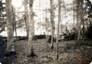 Historische Zusammenkunft im Wald mit Soldaten der Heer um 1940