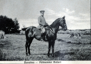 Rittmeister Bollert im III. Bataillon des IV. Thüringischen Infanterie-Regiments 72 auf seinem Pferd Boratina in der Natur