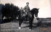 Offizier des III. Bataillons des IV. Thüringischen Infanterie-Regiments 72 auf dem Pferd während des Ersten Weltkriegs