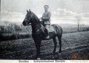 Reiter mit Aufschrift Bleschke des III. Bataillons des IV. Thüringischen Infanterie-Regiments 72 auf einem Pferd