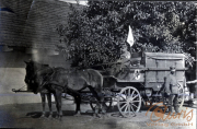 Militärischer Pferdewagen des III. Bataillons des IV. Thüringischen Infanterie-Regiments 72 während des Ersten Weltkriegs