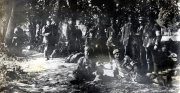 Soldaten des III. Batl. IV Thüring. Inf. Regt. 72 während einer Pause im Freien vor 1918