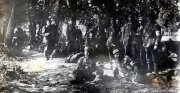 Soldaten des III. Batl. IV Thüring. Inf. Regt. 72 während einer Pause im Freien vor 1918