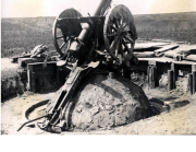 Dreifaches Bataillon der vierten Thüringer Infanterie Regiment 72 mit Geschützstellung im ersten Weltkrieg