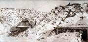 Militärische Szene des III. Bataillons IV Thüringischen Infanterie-Regiments 72 auf verschneiter Landschaft