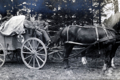 Soldaten des III. Batl. IV Thüring. Inf. Regt. 72 mit Pferdewagen im Wald