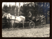 Pferdewagen mit Soldaten im Wald bei Zug 48 P.B. 11 in der Vergangenheit