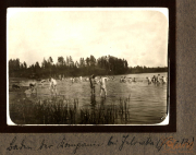 Gruppenschwimmen im Naturgewässer bei Lötzke im Jahr 1912
