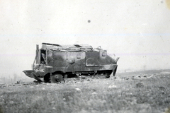 Zerstörter Panzer auf dem Schlachtfeld in Frankreich während des Ersten Weltkriegs