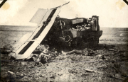 Zerstörter Panzer auf dem Schlachtfeld in Frankreich während des Ersten Weltkriegs
