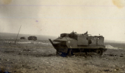 Zerstörter französischer Panzer auf dem Schlachtfeld in Frankreich