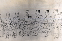 Deutsche und russische Offiziere bei einer Besprechung auf der Krim 1918