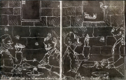 Soldatenzeichnung Mahlzeit in Gonnefancourt Juni 1915