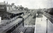 Bahnhof Chauny mit Bahnsteig und Gleisanlagen während des Ersten Weltkriegs