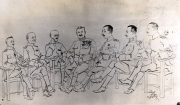 Deutsche und russische Offiziere bei einer Besprechung auf der Krim 1918