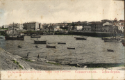 Postkarte Sewastopol - Blick von der Artilleriebucht auf die Stadt mit Hafen und Schiffen