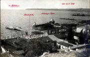 Stadtansicht von Kertsch am Schwarzen Meer mit Boulevard und Seebrücke am 15. April 1918