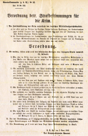 Verordnung betr. Strafbestimmungen für die Krim - Generalkommando Nr. 52 vom 3. Juni 1918