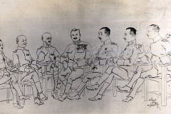 Deutsche und russische Offiziere bei einer Besprechung auf der Krim 1918