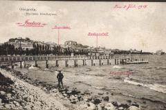 Feodosia auf der Krim mit Eisenbahn, Badeanstalt und Schwarzem Meer, Juli 1918