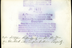 Rückseite einer Postkarte des A. Groß Illustrationsverlags Berlin mit Copyright-Vermerk Nr. 1411