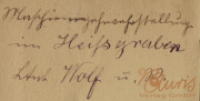 Handschriftliche Mitteilung eines unbekannten Verfassers im Heißgraben mit Bezug auf ein Ereignis und Personen der damaligen Zeit
