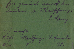 Handschriftliche Notizen auf grünem Papier mit feinen, schwungvollen Buchstaben und historischen Details aus dem 19. Jahrhundert
