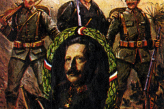 Historische Darstellung von Soldaten, die den Geist des patriotischen Ehrengeistes während eines bedeutenden Konflikts verkörpern