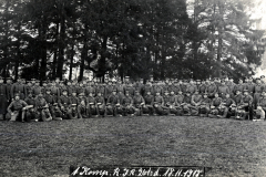 Eindrucksvolle Gruppenaufnahme von Soldaten einer Kompanie im Jahr 1917 in ländlicher Umgebung