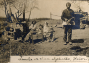 Familie im Kriegsgebiet