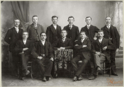 Gruppenbild der 1. Kompanie des Kgl. Präsi Garde Pionier-Regiments während des Ersten Weltkriegs