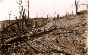 Ruinenlandschaft nach Kämpfen im Ersten Weltkrieg in der Region des 1. Komp. Kgl. Pr.Garde Res. Pion. Rgt