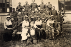 Erinnerungsfoto der 1. Kompanie des Königlichen Preußischen Garde-Reserve-Pionier-Regiments während des Ersten Weltkriegs