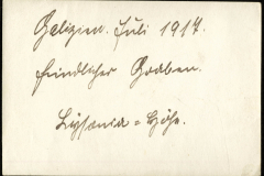 Eintrag zur Situation im Ersten Weltkrieg aus Galizien, 1914, von der 1. Komp. Kgl. Pr.Garde Res. Pion. Rgt