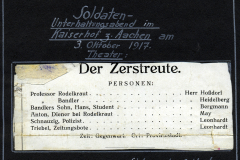 Soldatenunterhaltungsabend im Kaisershof Aachen zum ersten Weltkrieg am 3. Oktober 1917