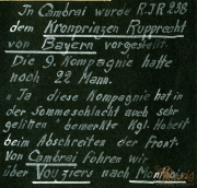 Besuch des Kronprinzen Ruprecht von Bayern bei der 9. Kompanie in Cambrai während des Ersten Weltkriegs