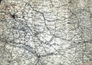 Karte der Frontlinien im Ersten Weltkrieg zeigt strategische Positionen und wichtige Städte in Frankreich