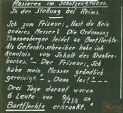 Rasieren im Schutzgraben während des Ersten Weltkriegs bei Thannenberg