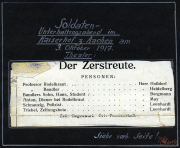 Soldatenunterhaltungsabend im Kaisershof Aachen zum ersten Weltkrieg am 3. Oktober 1917
