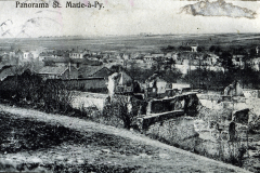 Zerstörte Landschaft von St. Marie-à-Py nach dem Ersten Weltkrieg mit verheerenden Schäden und Ruinen