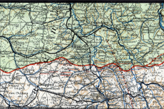 Karte des ersten Weltkriegs mit den Schlachtfeldern von Verdun und Reims, zeigt militärische Strategien