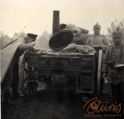 Impressionen aus dem Ersten Weltkrieg mit einer mobilen Küchenanlage im Einsatz