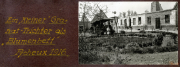 Ein kleiner Granat-Trichter als Blumenbeet in Écheux während des Ersten Weltkriegs 1916