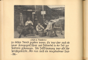 Idyll in Flandern während des Ersten Weltkriegs mit Soldaten und Zivilisten
