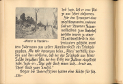 Winterliche Szene während des Ersten Weltkriegs in Flandern mit zerstörter Landschaft und Soldaten des Expeditionskorps Belgien