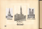 Blick auf das Stadtzentrum von Brüssel mit dem Rathaus, der Kirche St. Gudula und einem Denkmal während des Ersten Weltkriegs