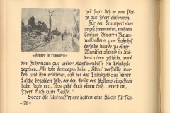 Winterliche Szene während des Ersten Weltkriegs in Flandern mit zerstörter Landschaft und Soldaten des Expeditionskorps Belgien
