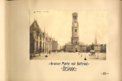 Großer Markt mit Belfried in Brügge während des Ersten Weltkriegs