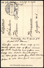Historische Postkarte aus der Ersten Weltkriegszeit